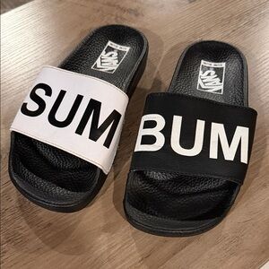Vans Black and White Slides Size 6